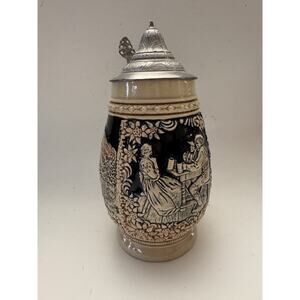 Vintage Marzi Remy Lidded Beer Stein Mug Village Scene 7.5 inch 3042 Cup